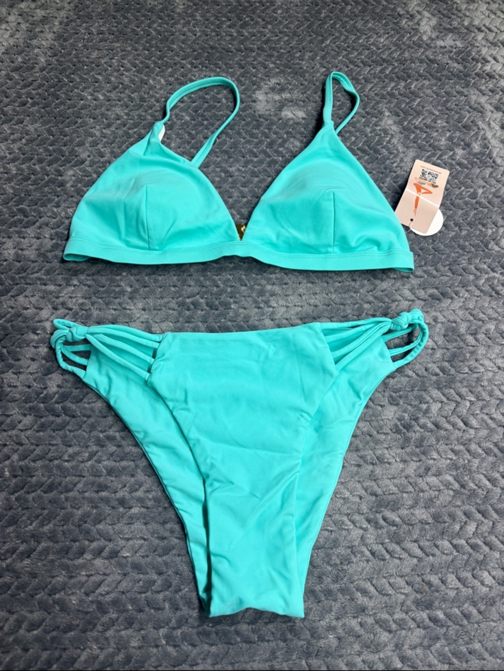 Turquoise Strappy Triangle Bikini Set - Brand Unspecified